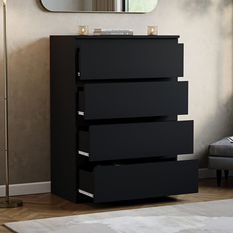 Vida Designs Drawer Chest Denver 4 Drawers Black