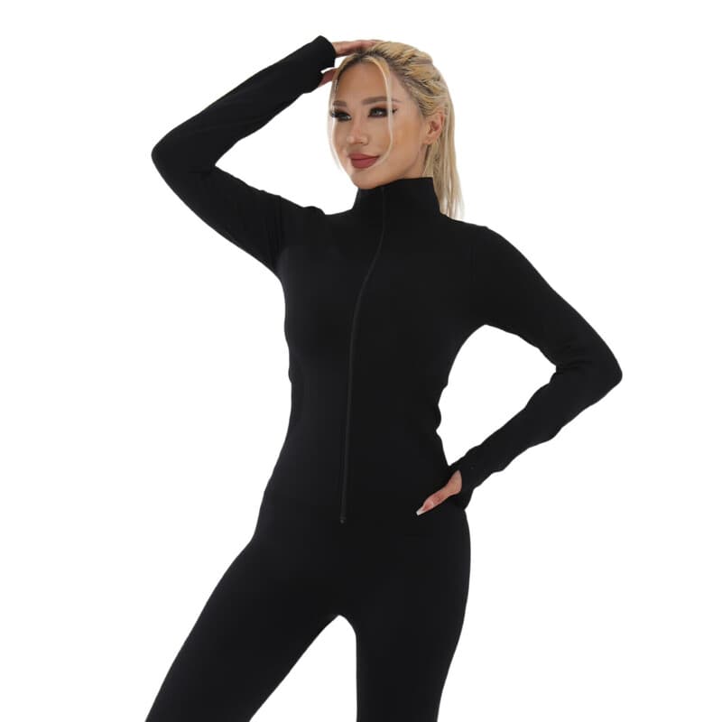 Women's sportswear (zipper long sleeve) Black M size