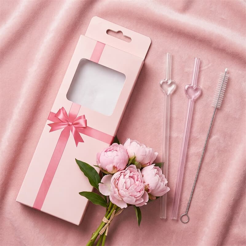Huacan high borosilicate high-temperature resistant and environmentally friendly straw, creative heart-shaped straw