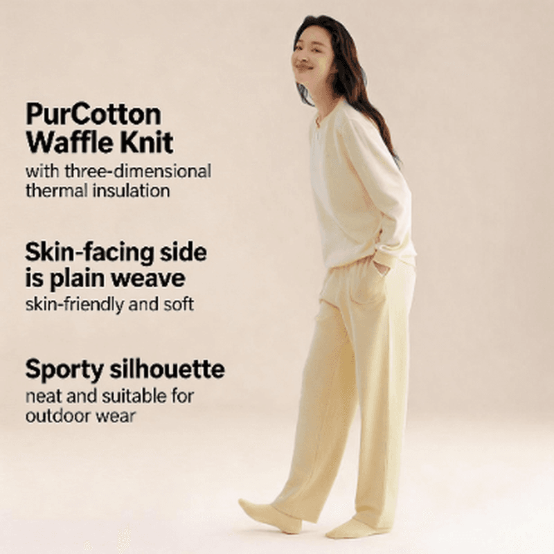 Women's Knit Loungewear Set,Light Oat Beige,Top: UK 14 (L); Bottom: UK 14 (L)