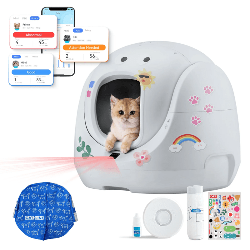 Catlink SE Baymax Automatic Self-Cleaning Cat Litter Box, 70L Extra-Large for Multi-Cat Homes, Anti-Pinch Safety System, App Health Monitoring,