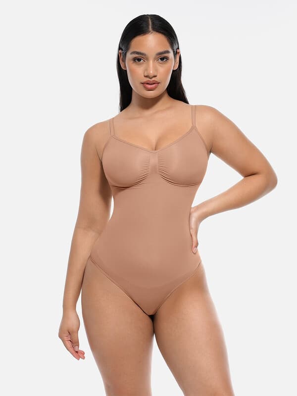 Feelingirl Tummy Control Seamless Lightweight Thong Bodysuit shapewear for Ladies XS/S Skin, Couple Gift Perfect Gift