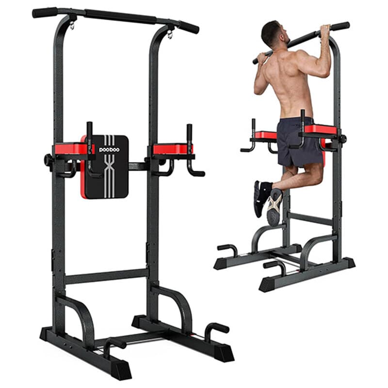 Pooboo C966S Power Tower Dip Station Pull Up Bar for Fitness Home Gym Workout,Multi-Function Adjustable Height Fitness Strength Training Exercise