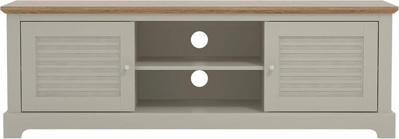 Galano Milan Wide TV Stand – 150cm Entertainment Unit for TVs up to 65” – Modern Storage Cabinet with 2 Doors & Open Shelves – Light Grey/Oak
