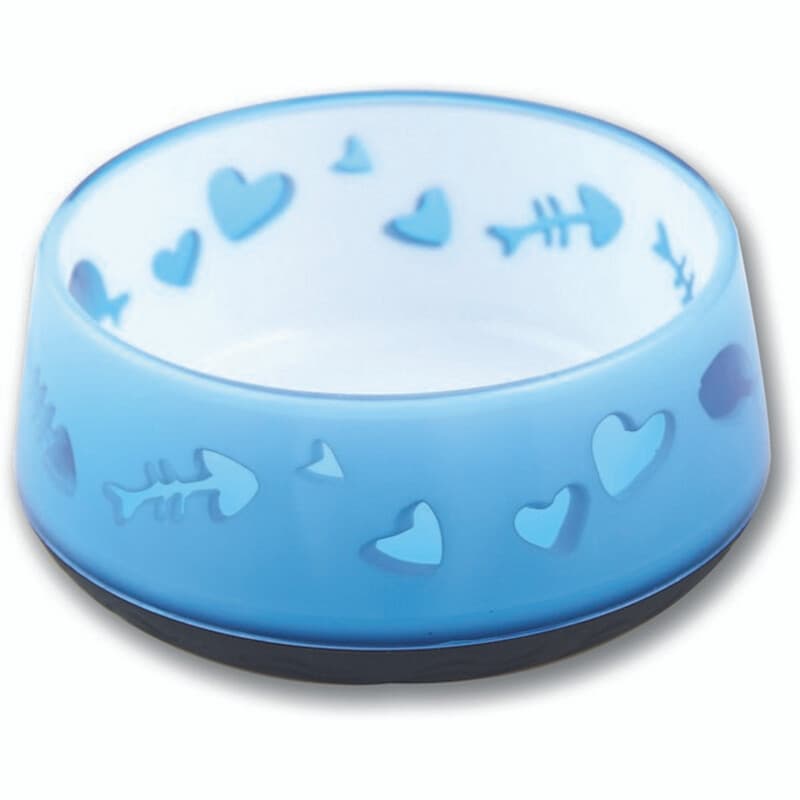 All For Paws Cat Feeding Watering Supplies Anti Slip Cat Bowl Blue Fish Design for Mess-Free Mealtime