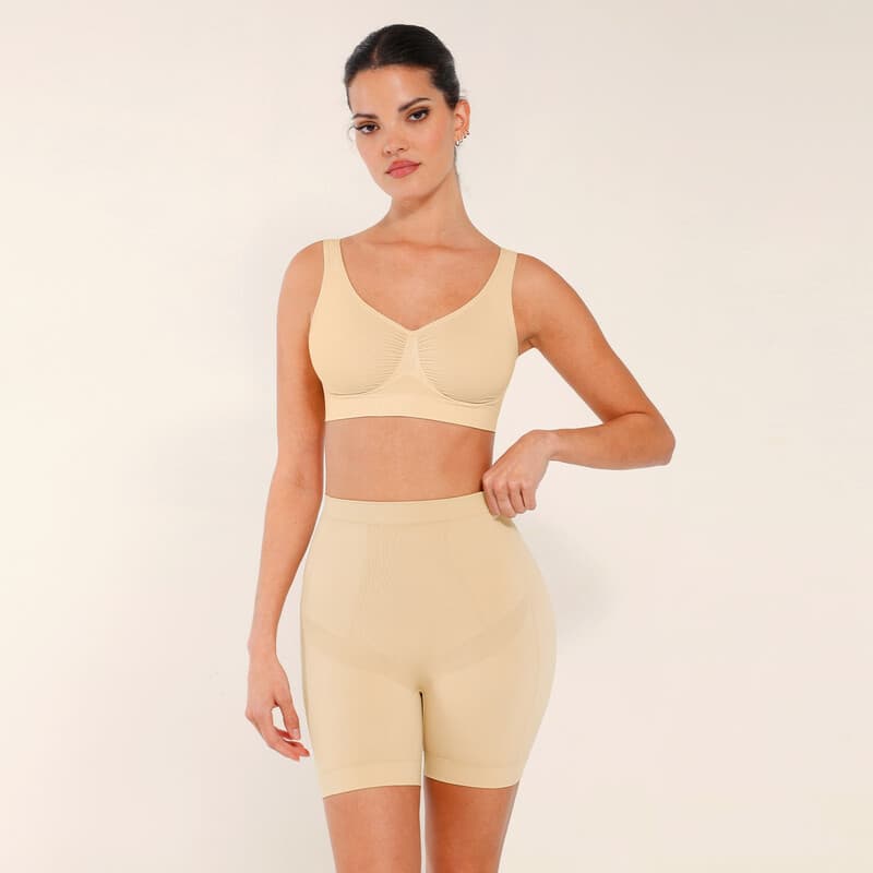 Feelingirl Seamless Comfort Mid Waist Tummy Control Ege-free Panties Shaping Shorts for Women XL/XXL Skin, Couple Gift Perfect Gift