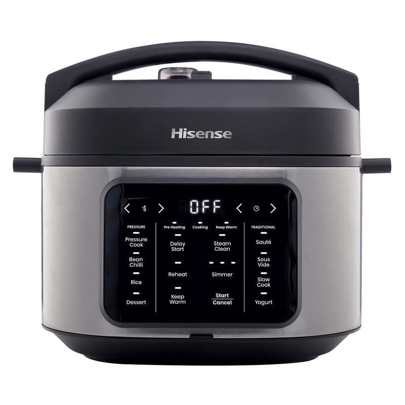 Hisense 6L Multicooker - Black, 10 Programmes, Stainless Steel, Functions as Pressure Cooker, Slow Cooker, Rice Cooker & Steamer, MC6SBUK