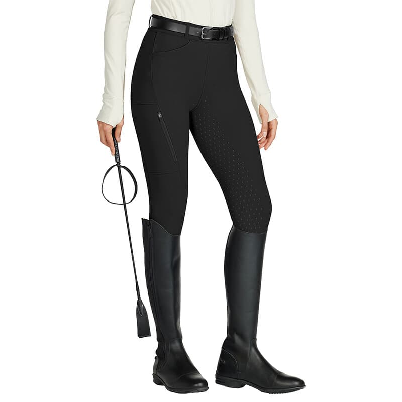 Willit Women's Riding Pants Full Seat Silicone Breeches Equestrian Horseback Riding Tights with Zipped Pocket Black L