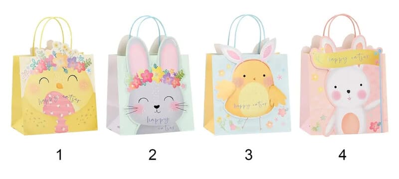 Mikirei Gift Bags Easter 3D Assorted Medium 8 Pieces