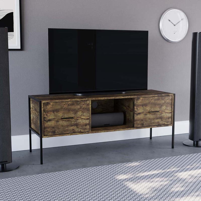 Vida Designs TV Unit Brooklyn 2 Drawers Rustic Brown/Black L:123cm