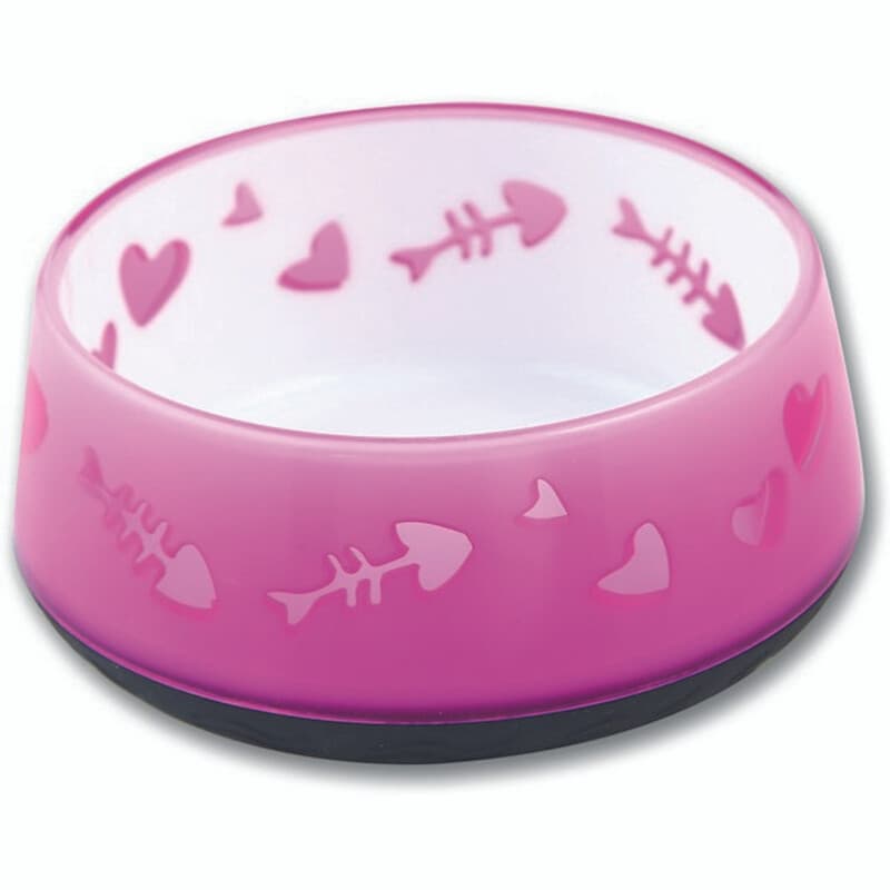 AFP All For Paws Cat Feeding Bowl with Non-Skid Heavy Base for Spill Prevention, Pink Pet Water Food Dish