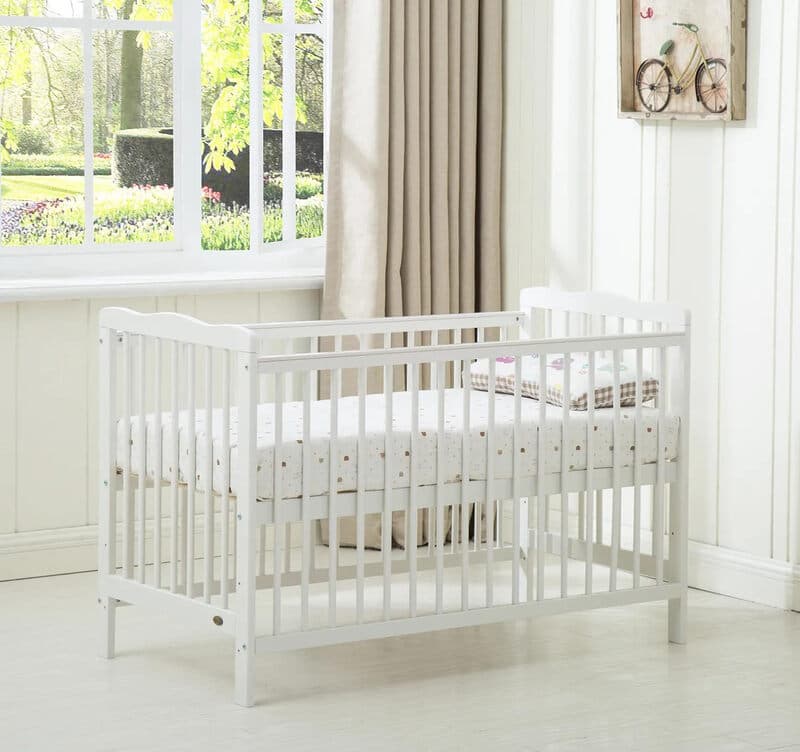 MCC Direct Brooklyn Baby Cot Crib with Water-Repellent Mattress (Cream White)