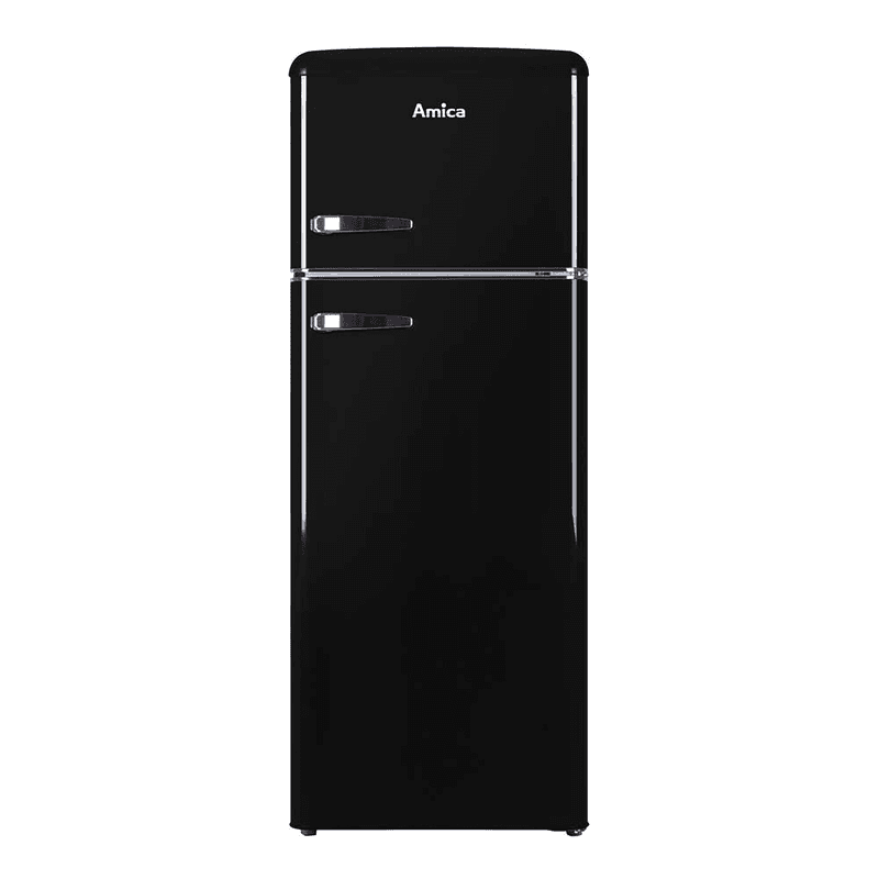 Amica FDR2213B Retro Static Fridge Freezer, 80/20, Black, E Rated