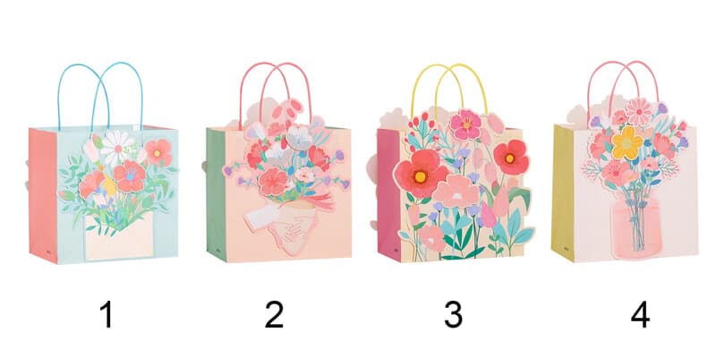 Mikirei Gift Bags Floral 3D Assorted Medium 8 Pieces