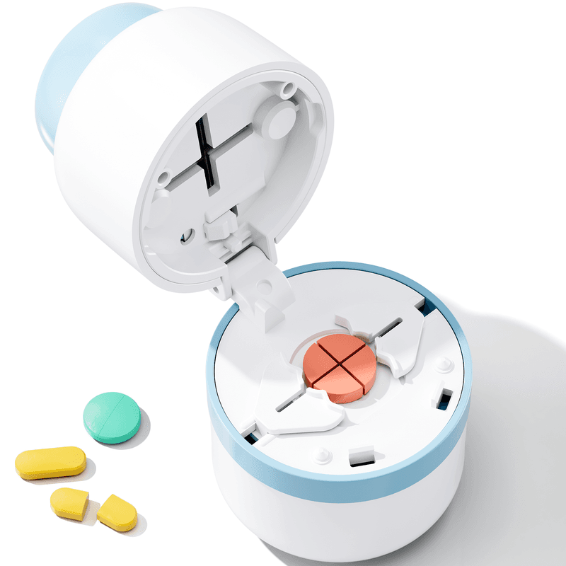 Pill Cutter 1/4 - Pill Splitter with Stainless Steel Blade for Cutting Small Pills or Large Pills in one Fourth, Suitable for Cuting Vitamins, Tablets