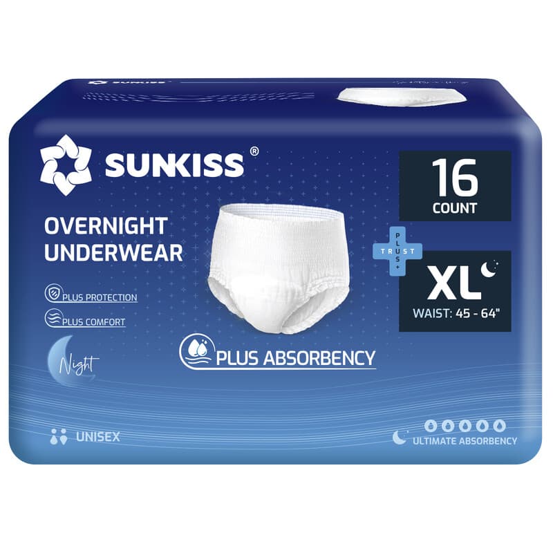 SUNKISS TrustPlus Incontinence Disposable Underwear for Men and Women, Adult Pull Ups with Heavy Absorbency, Leak Protection, Odor Control, XLarge
