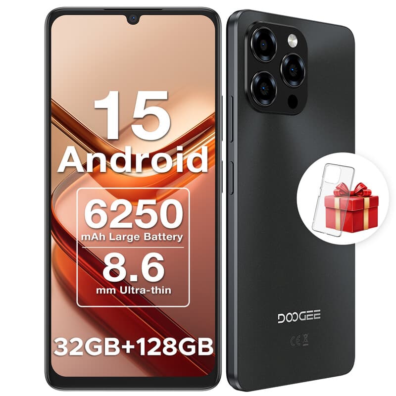 DOOGEE Note 58 Mobile Phones - Newest Android 15 Smartphone, 6.75" HD+ Display, 6250mAh Android Phones, 32GB+128GB/2TB, 4G LTE SIM Free Mobile Phone,