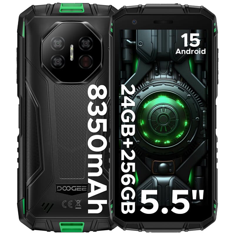 DOOGEE Fire 3 Ultra Rugged Smartphone, 8350mAh, Android 15, Gemini AI, 5.5" HD+, Octa Core, 24GB+256GB, 20MP Night Vision Camera, Fingerprint Unlock,
