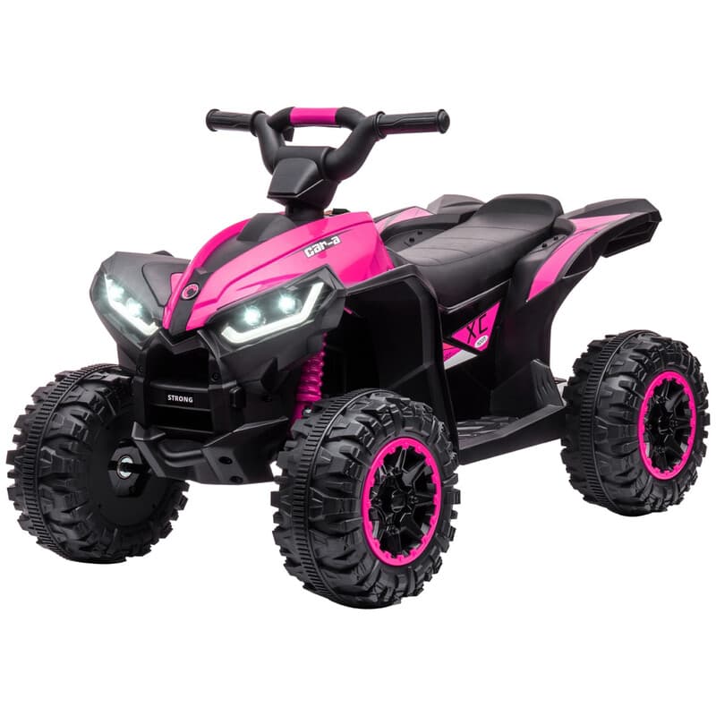 HOMCOM 12V Electric Kids Quad Bike ATV Ride On Toy Car for Ages 3-5 Years, Pink with LED Lights & Music