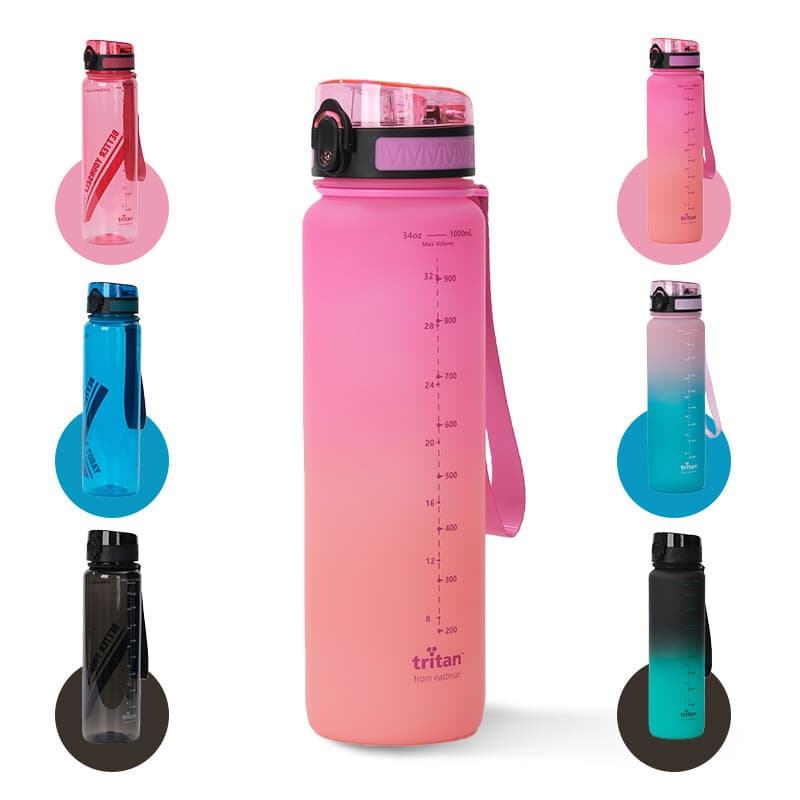 JORDAN & JUDY Tritan Sports Water Bottle with Handle - 1000ml Large Capacity, Gradient Purple