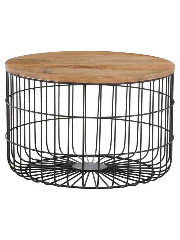 Interiors by Premier Side Table Pali Round Mango Wood Top Black/Natural