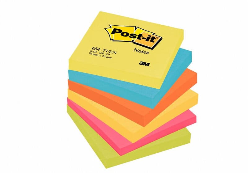 Post-It Notes Energetic Colours 76x76mm, Pack of 6