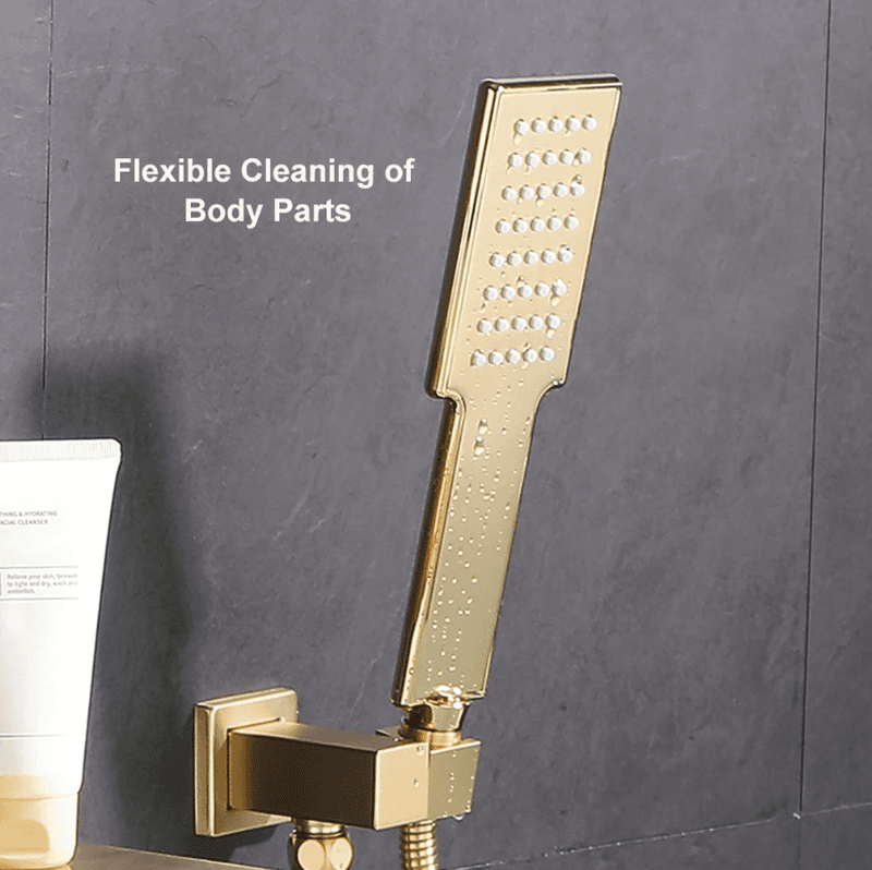 Homary Wall Mount Bath Tap Solid Brass Single Lever Handle in Brushed Gold