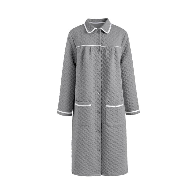IZURIA lapel light grey long sleeved robe L
