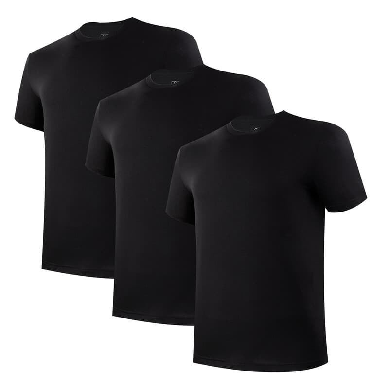 BAMBOO COOL Men's Undershirt Moisture-Wicking T-Shirts Stretch Crewneck Soft Tees for Men L (3 Pack)