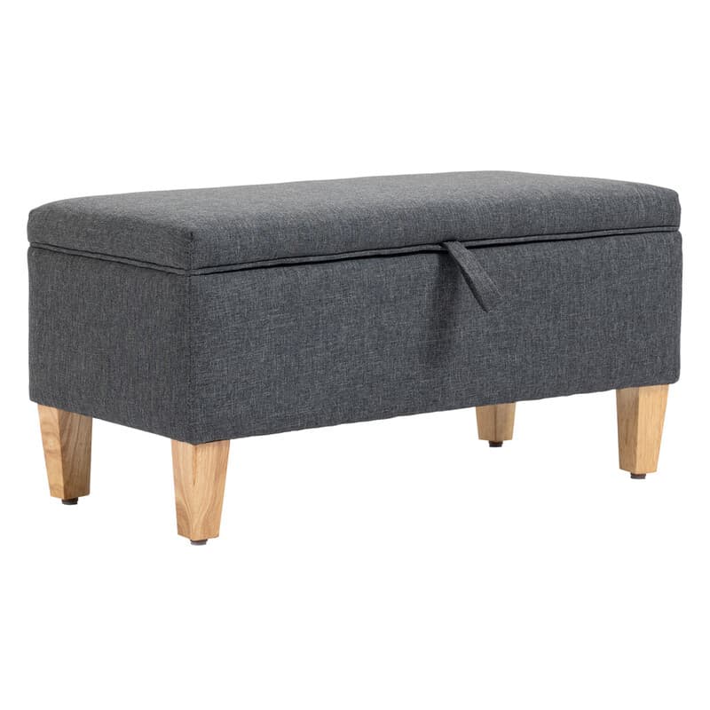 HOMCOM Ottoman Storage Padded Top Charcoal/Natural