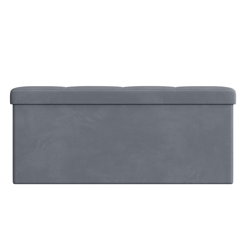 Ochama x SONGMICS Storage Ottoman, Foldable Velvet Storage Bench, 2 Extra Storage Boxes, 38 x 110 x 38 cm, for Hallway, Living Room, Bedroom, Dark