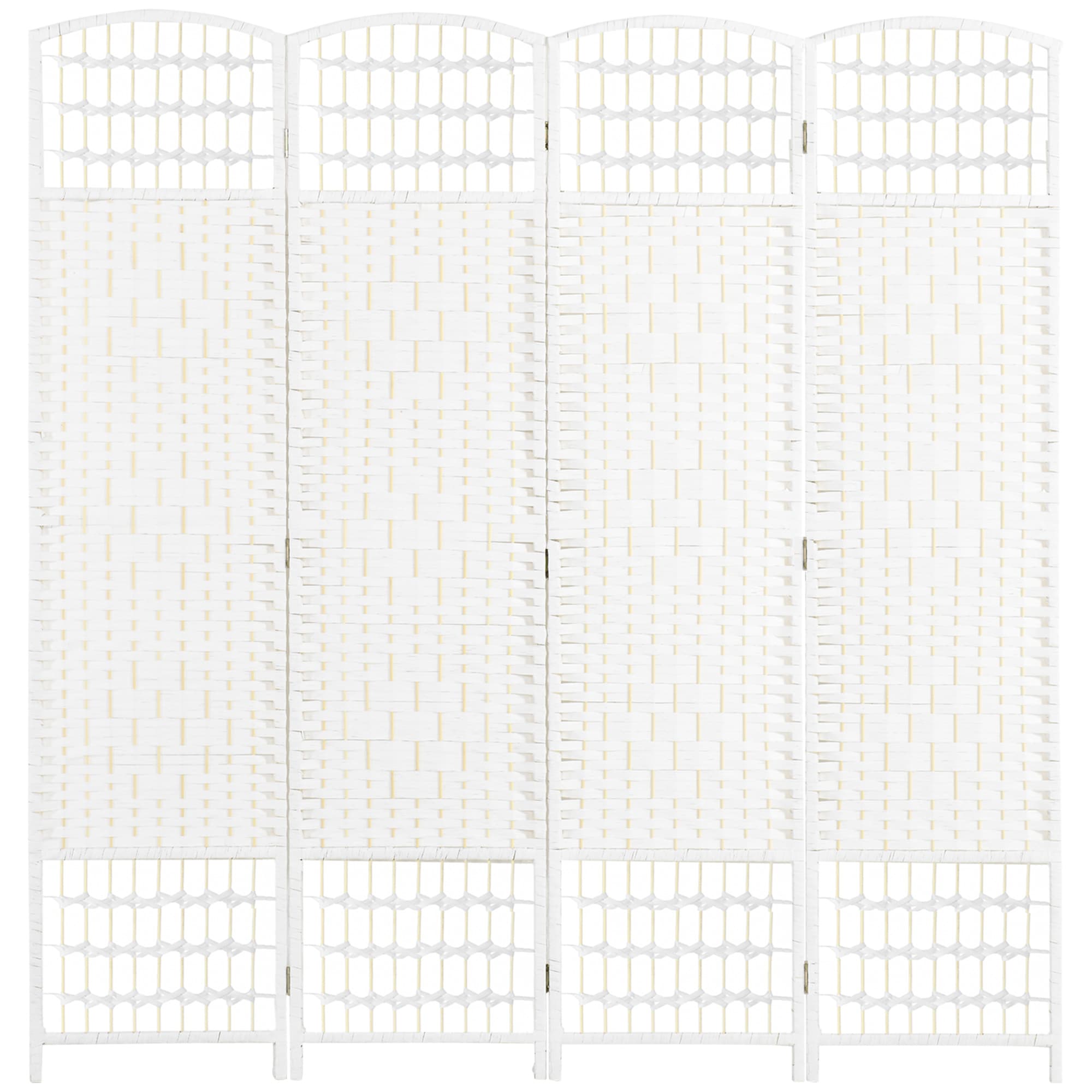 HOMCOM 4 Panel Folding Room Divider, Privacy Screen, Freestanding Paravent Partition Separator for Living Room, Bedroom and Office, 160 x 170cm, White