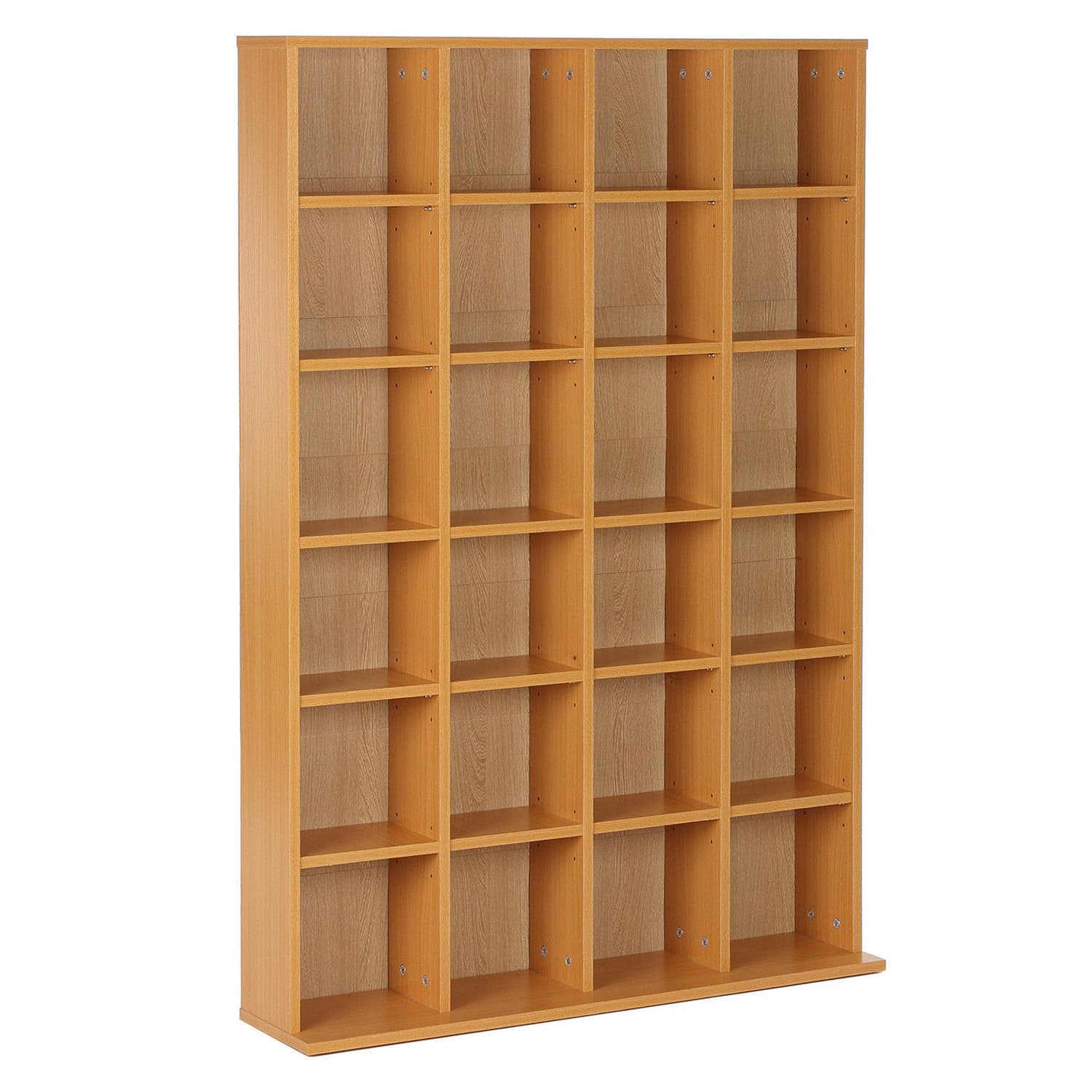 HOMCOM CD Storage Unit, DVD Storage Shelf Rack Media Storage Unit Shelves Racks Wooden Bookcase Display Unit with 4 Adjustable Shelves Wood Aosom UK