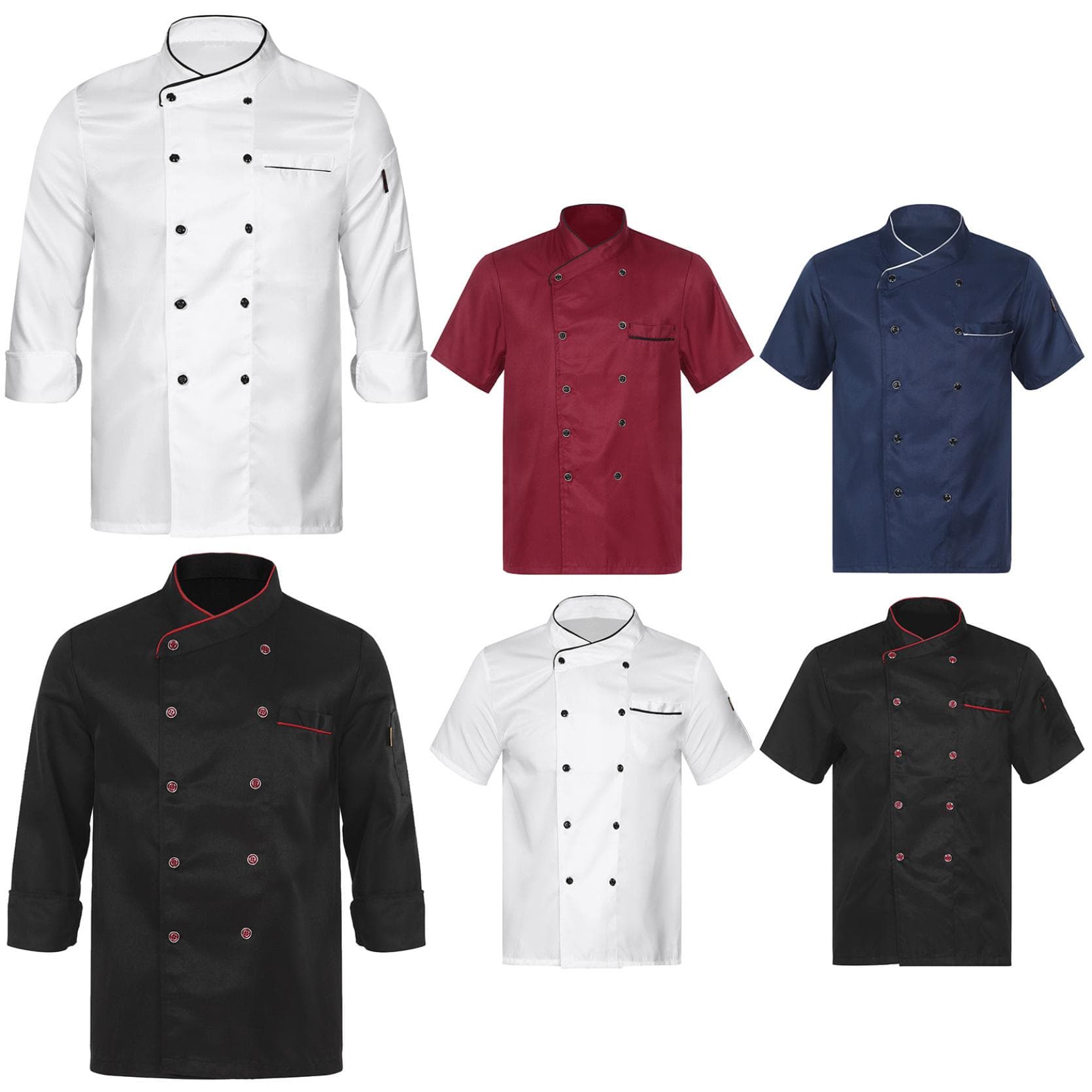 Unisex Chef Restaurant Jacket Short Long Sleeve Double-Breasted Chef Coat Men Women Canteen Hotel Kitchen Bakery Work Uniform cm