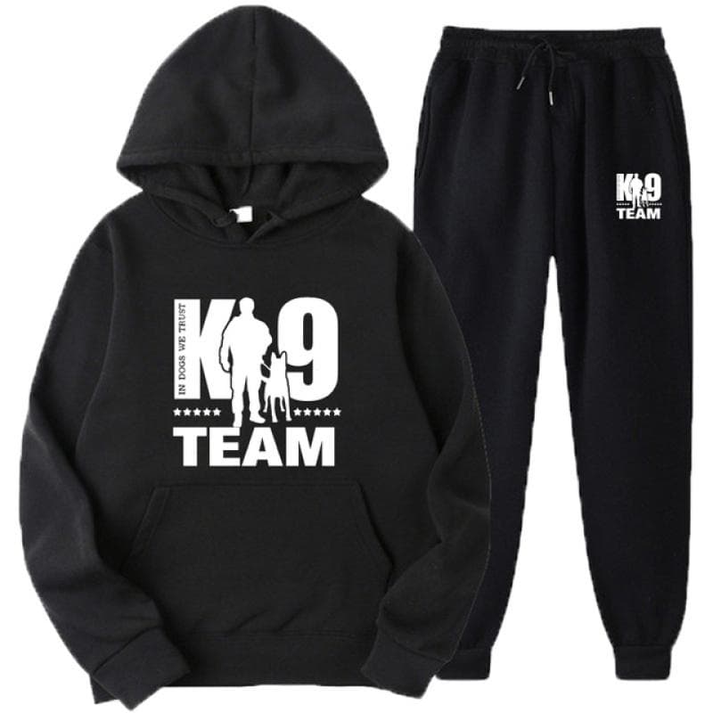 K9 Team K9 Unit Malinois Solid Color Men Set Men's Women's Fleece Hoodies + Pants Two-Piece Tracksuit Trendy Sportswear Set cm