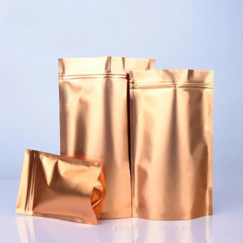 100Piece Gold Color Stand Up Aluminum Foil Bag Zip lock Bag Food Tea Coffee Packaging Bags grain Store moisture-proof pouches 4cm