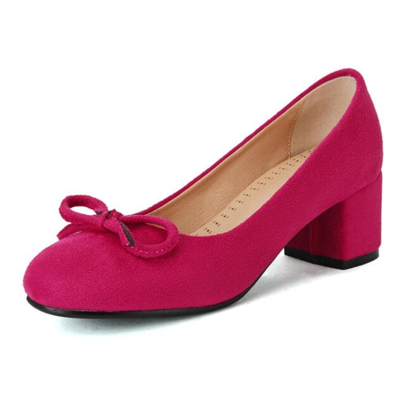 Mary Janes High Heels Spring And Autumn New Round Toe Suede Bow Knot Pumps Women 'S Shoes With Elegant Heel cm