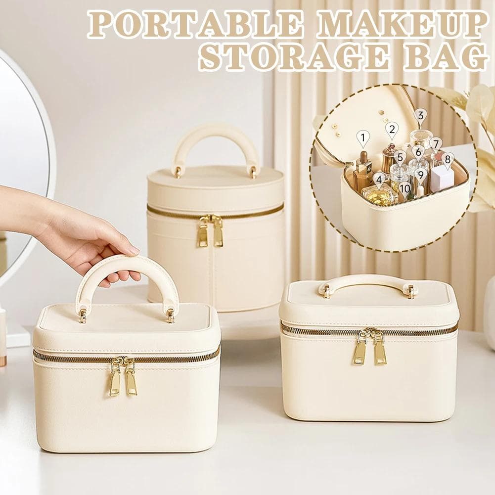 Portable Cosmetic Bag With Lid Handle Durable Tear-Proof Toiletry Storage Bag Birthday Christmas Gift