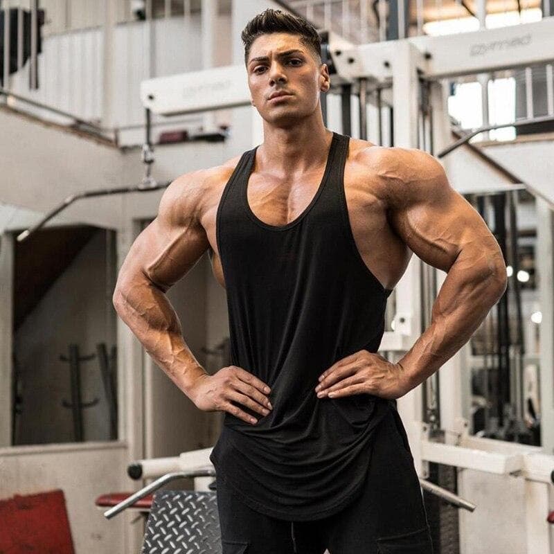 Muscleguys Men’s Fitness Clothes Summer Workout Breathable Sleeveless Shirt Men Tank Top Bodybuilder Sports cm army green