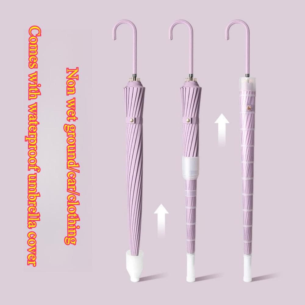 Japanese Long Handled Umbrella Large Windproof 16 Bone Umbrella Universal Umbrella Semi-automatic Umbrella with Umbrella Cover cm purple