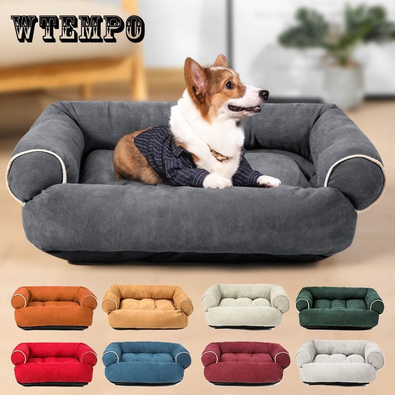 New Large Dog Bed Thickened Warm Non-slip Pad Four Seasons Universal Removable and Washable Pet Kennel burgundy