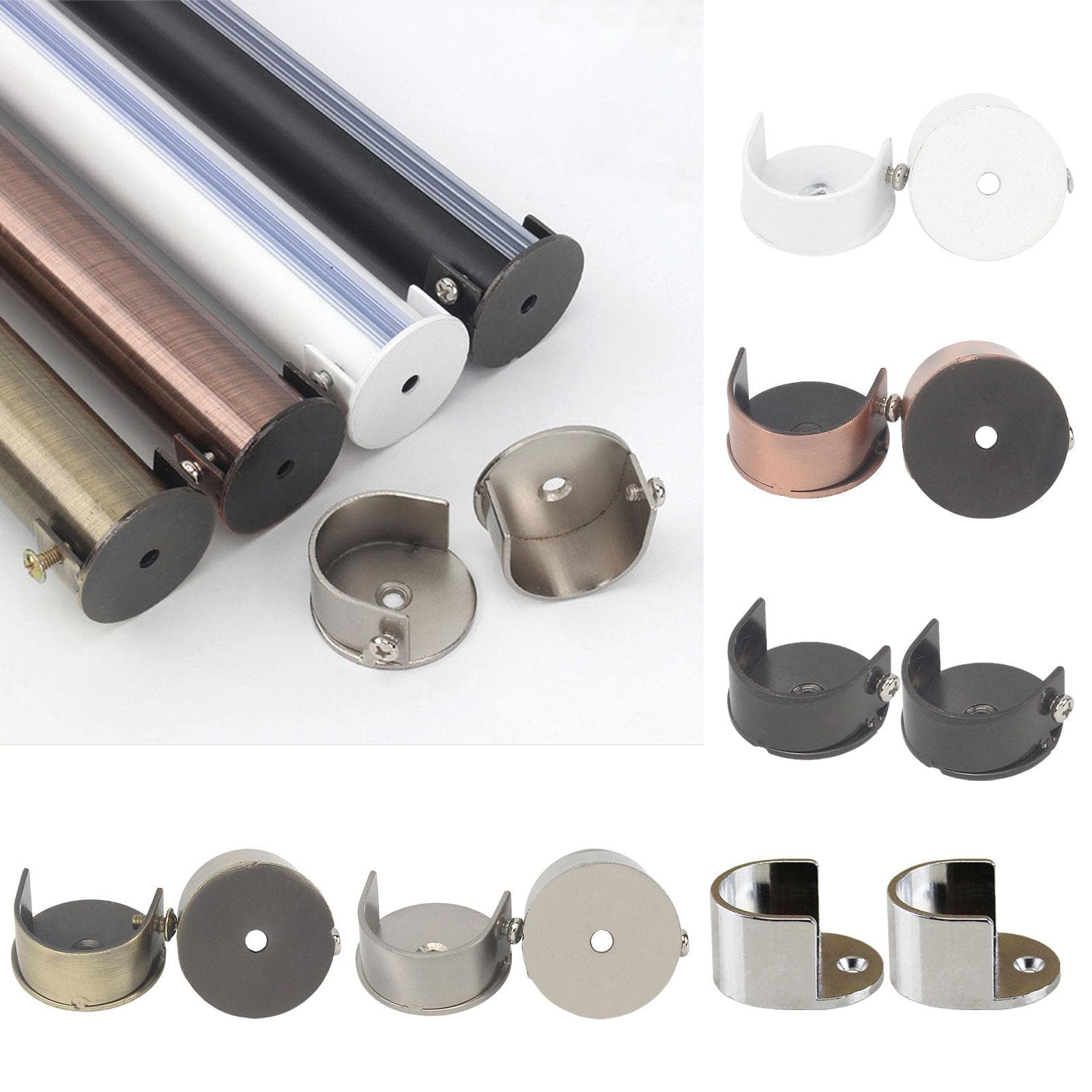 Curtain Pole Bracket Set Wall Mount Curtain Holder Brackets for 28mm Rods Modern Designing Easy Installation