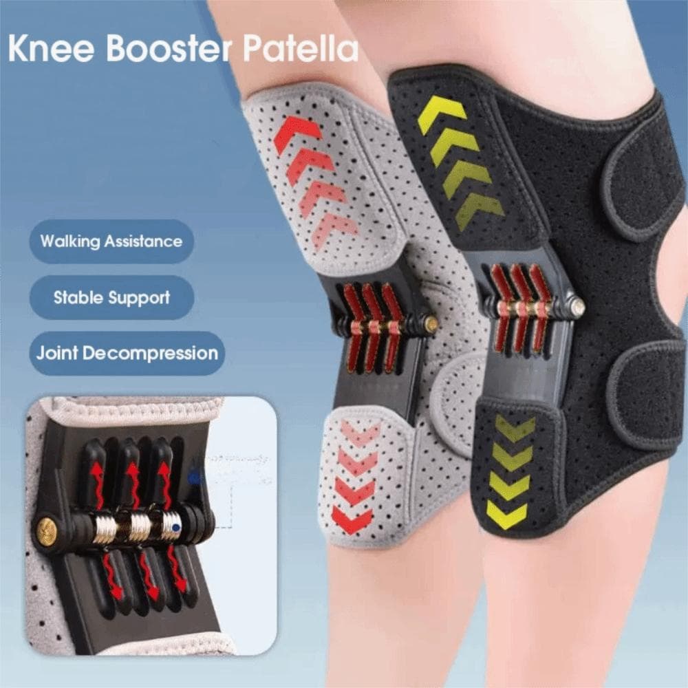 2PCS Non-slip Knee Booster Support Adjustable Spring Force Stabilizer for Knee Power grey