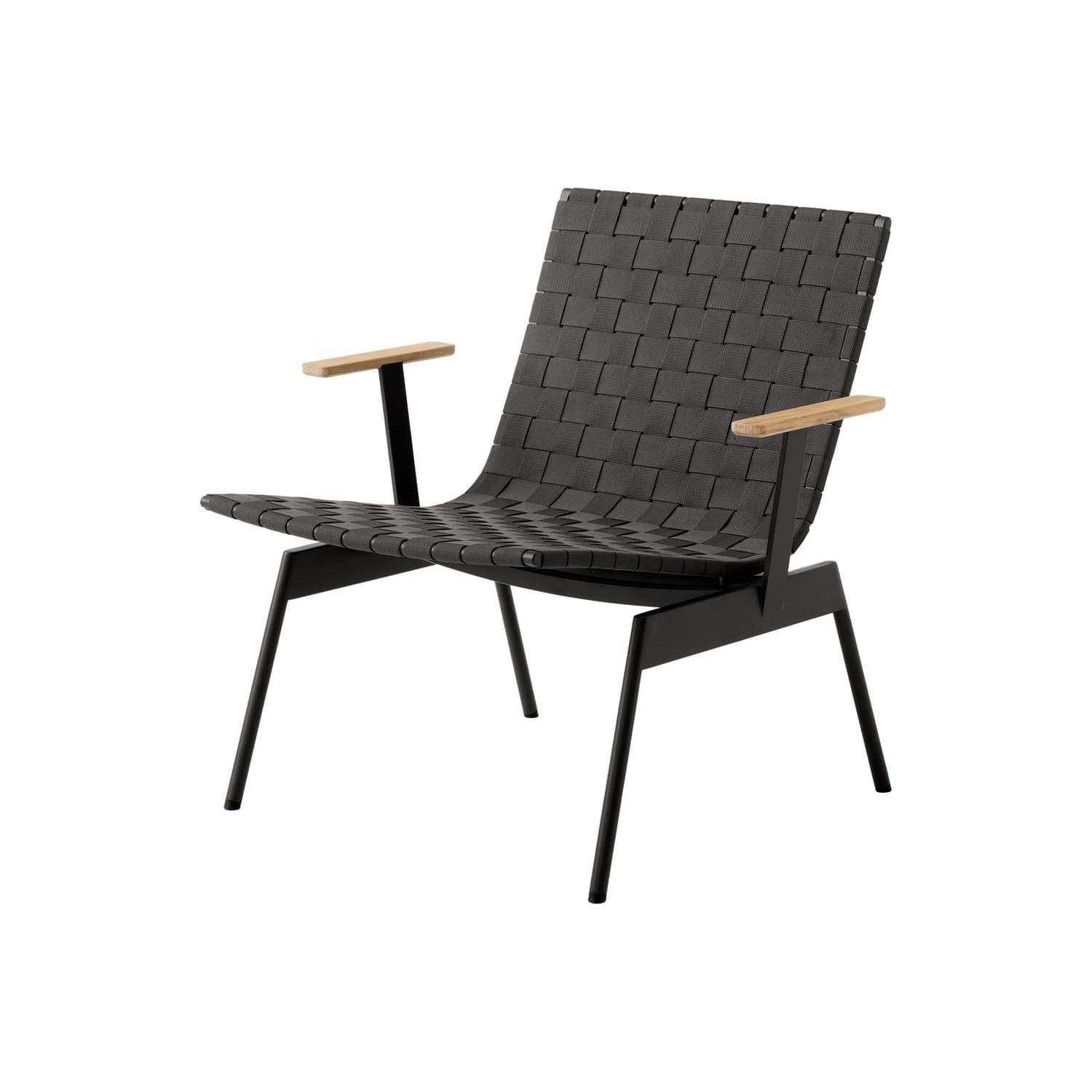 &tradition - Low armchair Ville - Black - Polyester webbing straps - Designer Anderssen & Voll