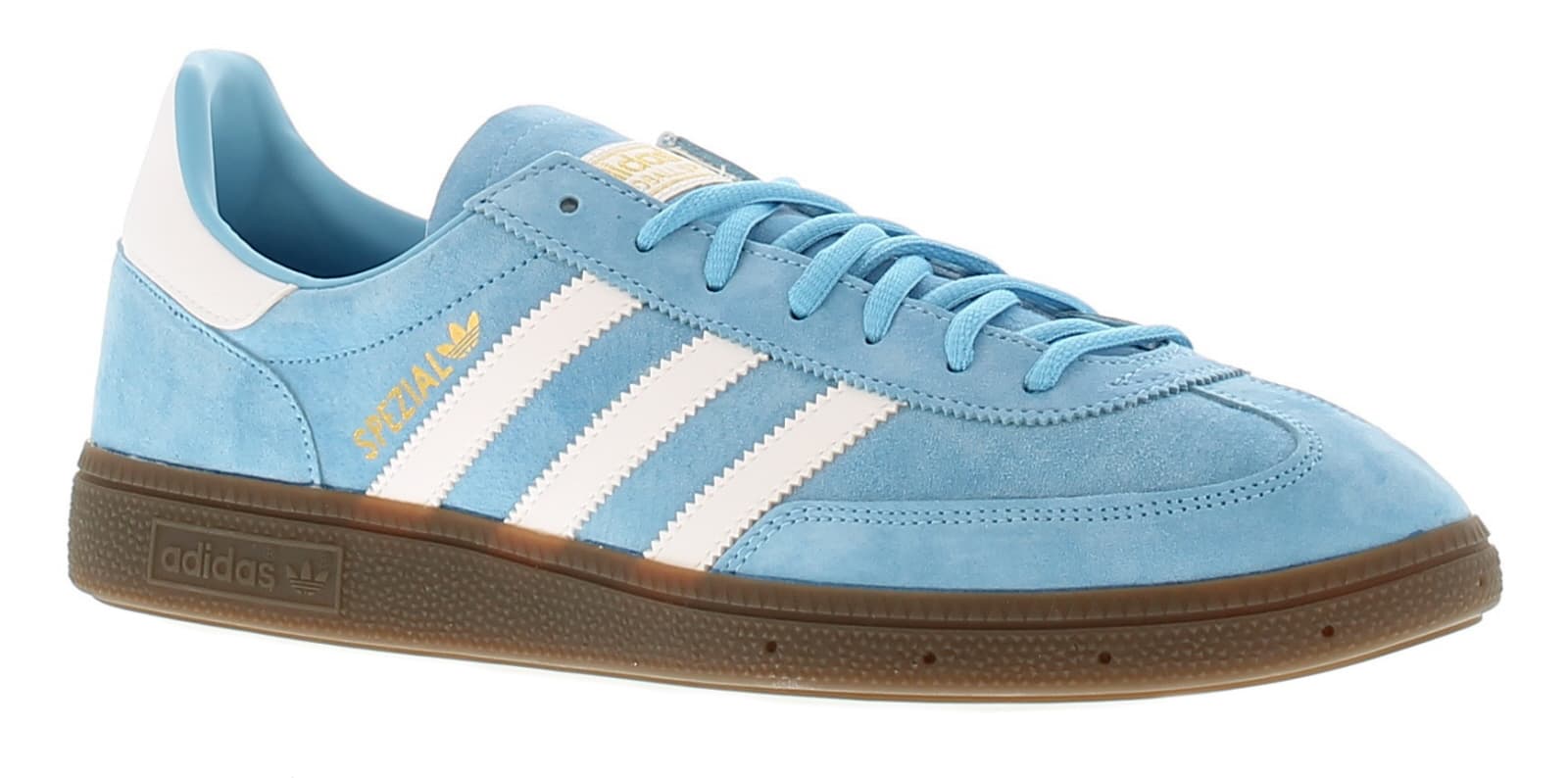 ADIDAS Originals Mens Handball Spezial Leather Upper Trainers Seven Eyelet Lace Fastening Classic 3 Stripe De - Blue Suede - Size UK 9