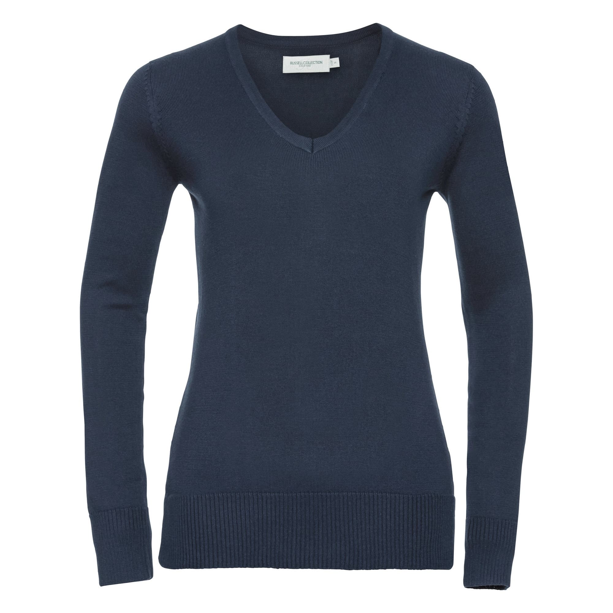 Russell Athletic Collection Ladies/Womens V-Neck Knitted Pullover Sweatshirt (French Navy) - Navy/Blue - Size 4XL