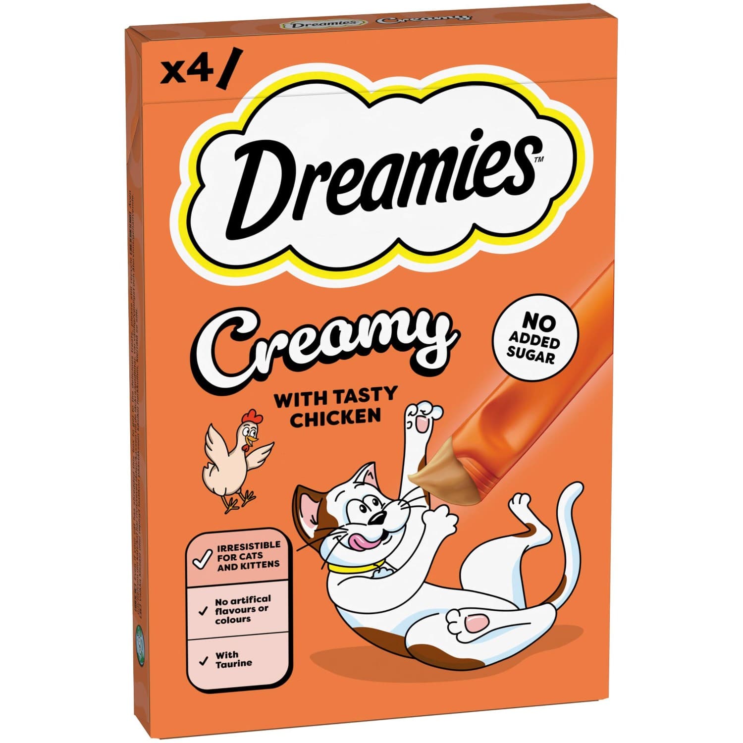 Dreamies Kitten & Adult Cat Creamy Snacks with Tasty Chicken - 4 x 10g