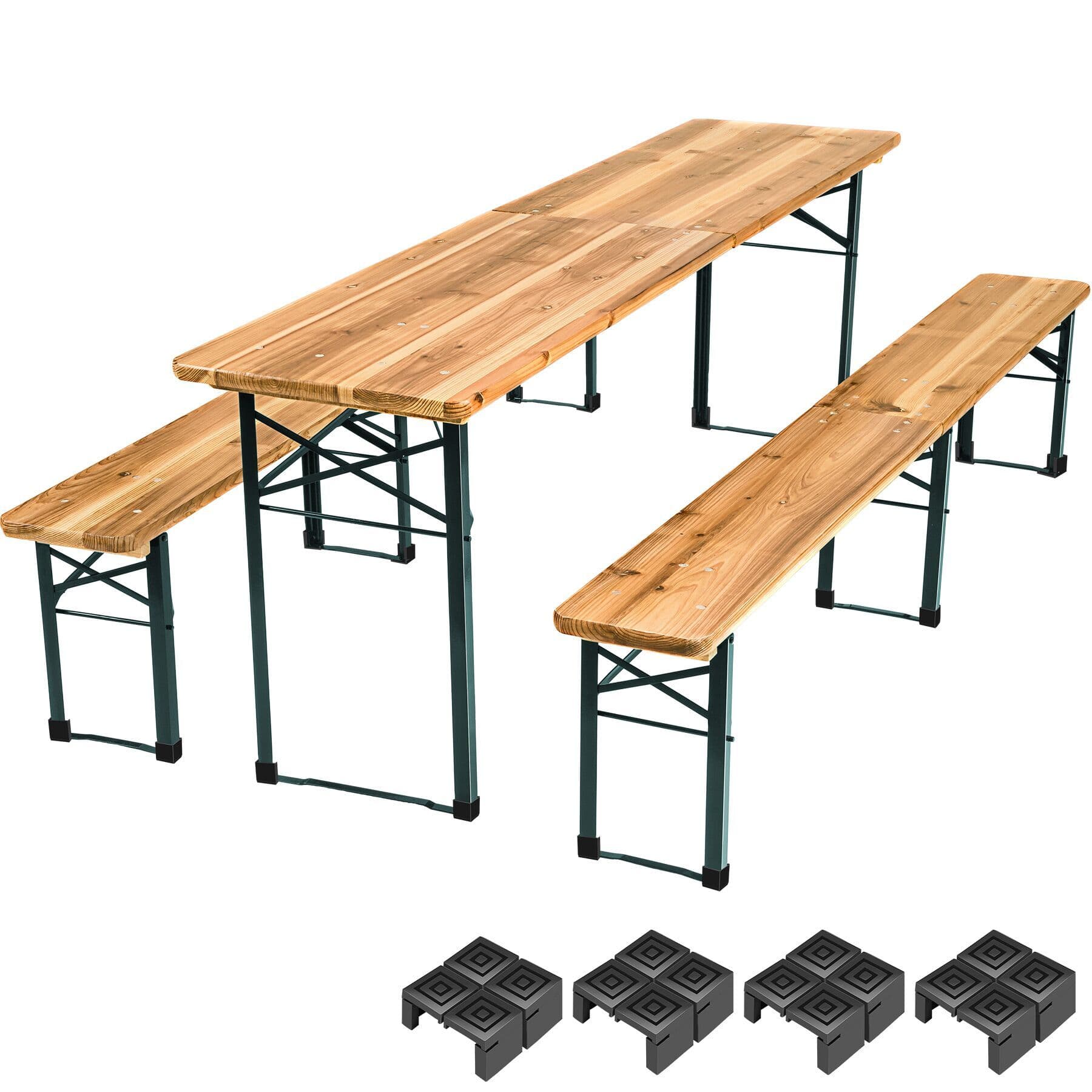 tectake Dining Table & Bench Set Ralf - 2 benches, foldable, durable, stable in Brown | Size: 2XL
