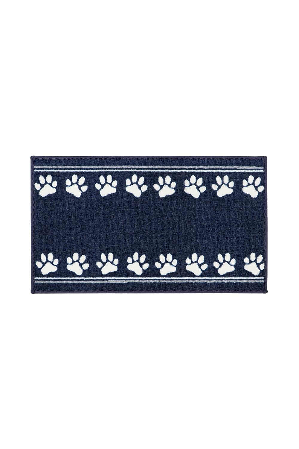 JVL Pet Mat Machine Washable 40 x 70 cm Paw Print in Dark Navy | Size: 40 cm x 70 cm