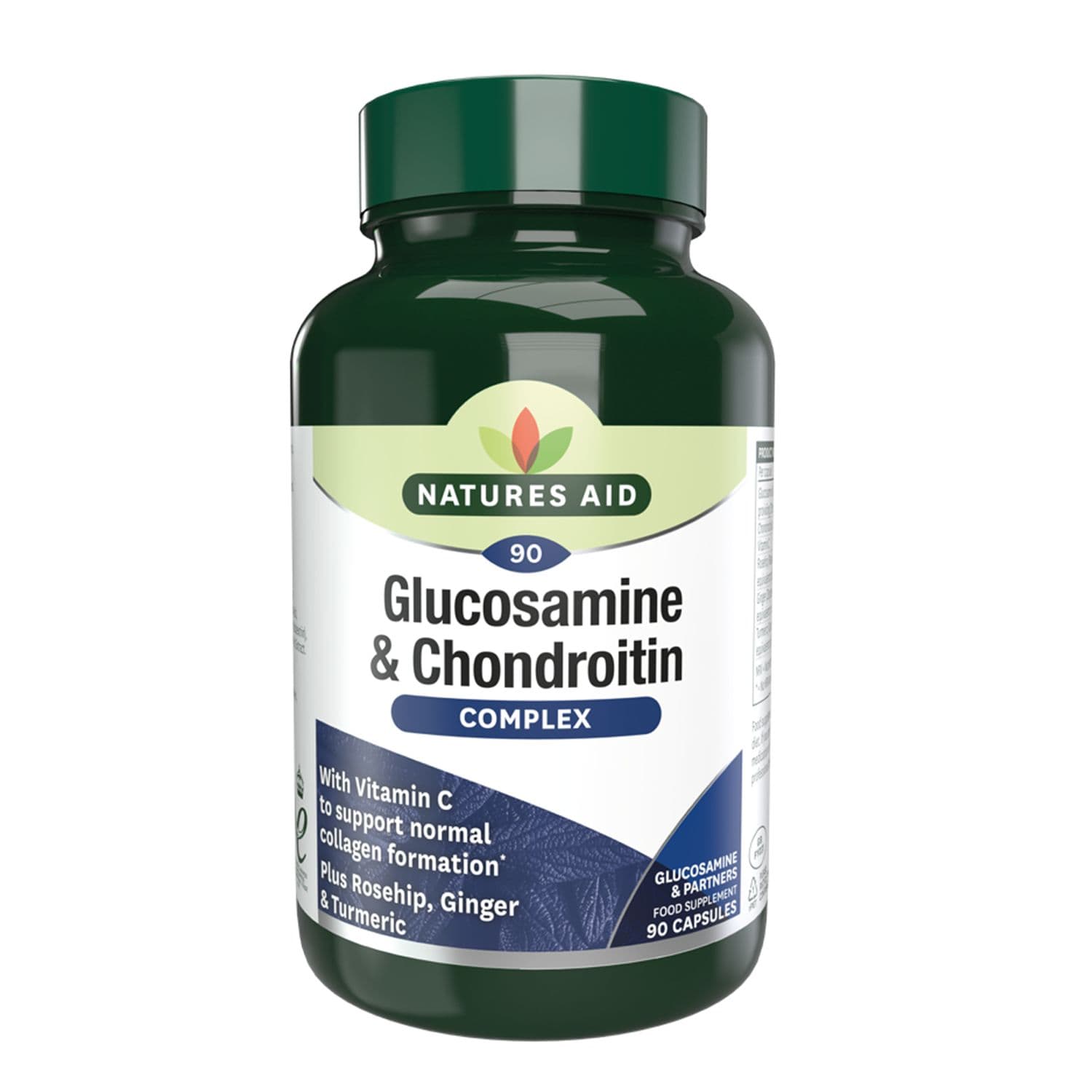 Natures Aid Glucosamine Sulphate 500mg + Chondroitin 400mg - 90 Tablets in Clear